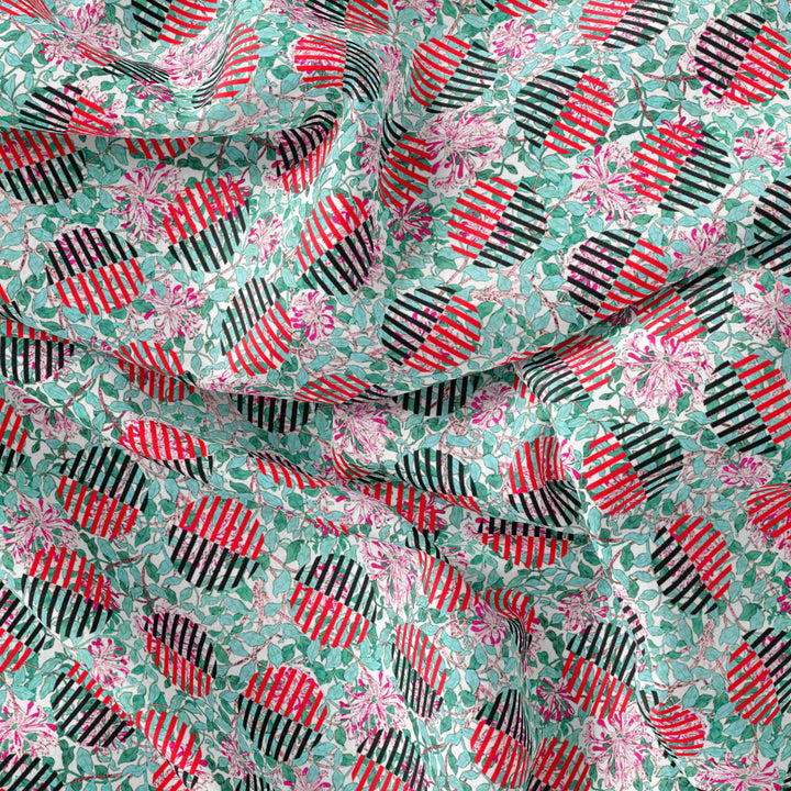 Romantic Valley Of Pink Flower Digital Printed Fabric - FAB VOGUE Studio®