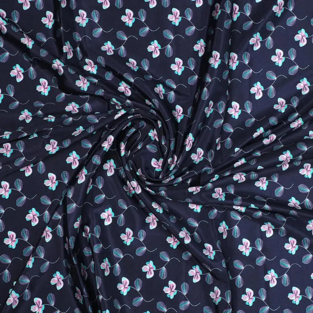 Flowers Floating over Blue Base Digital Printed Fabric – js 0 ta03001 110 flowers floating over blue base digital printed fabric 1