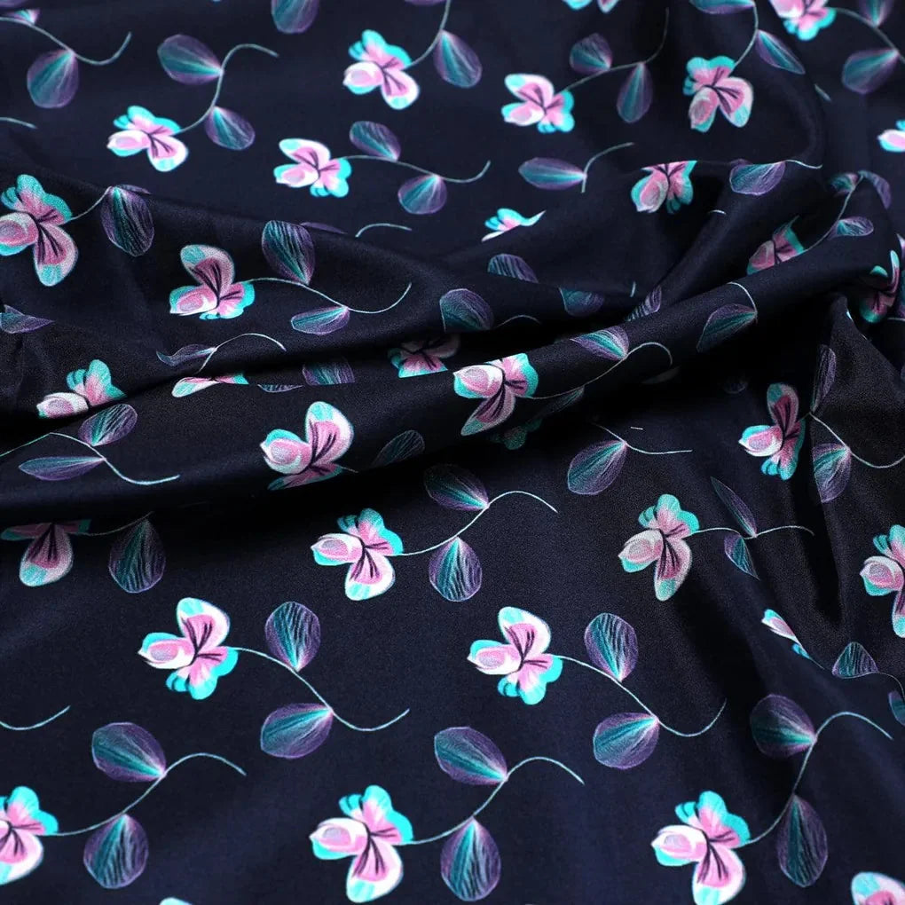 Flowers Floating over Blue Base Digital Printed Fabric – js 0 ta03001 110 flowers floating over blue base digital printed fabric 3