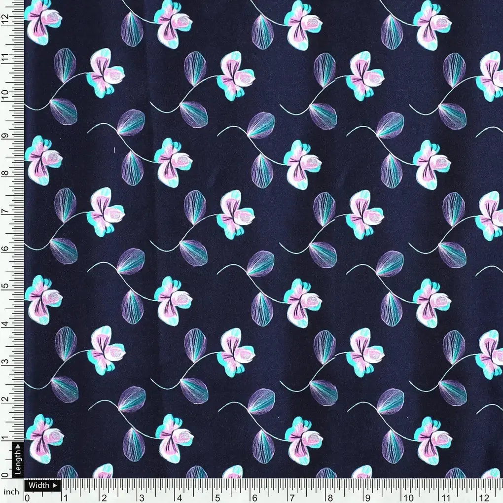 Flowers Floating over Blue Base Digital Printed Fabric – js 0 ta03001 110 flowers floating over blue base digital printed fabric 4