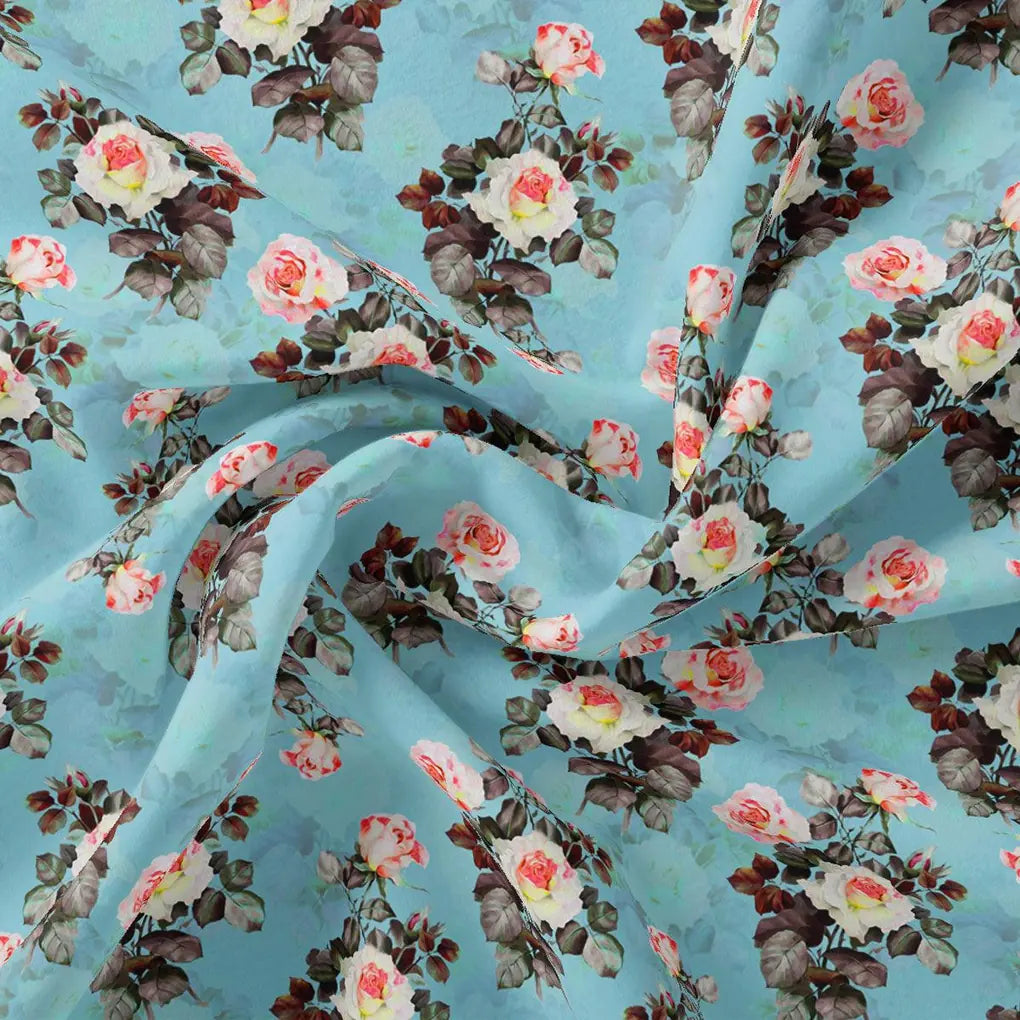 Sky Blue Flower Printed Japan Satin Fabric Material – js 0 ta05378 110 sky blue flower printed japan satin fabric material 1