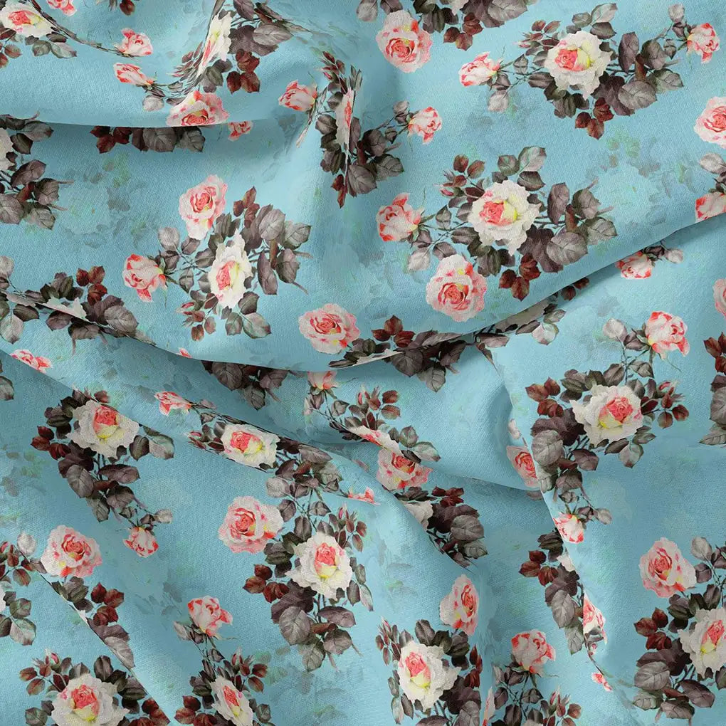 Sky Blue Flower Printed Japan Satin Fabric Material – js 0 ta05378 110 sky blue flower printed japan satin fabric material 4
