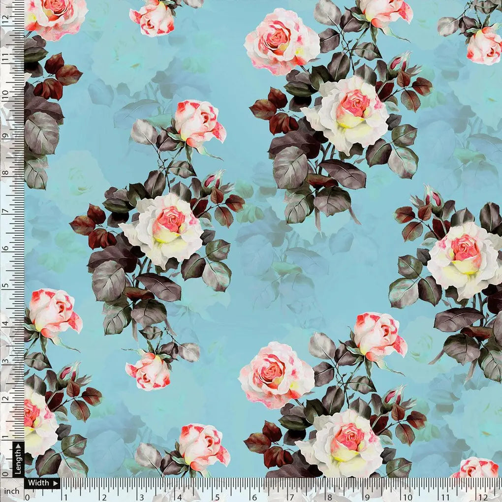 Sky Blue Flower Printed Japan Satin Fabric Material – js 0 ta05378 110 sky blue flower printed japan satin fabric material 5