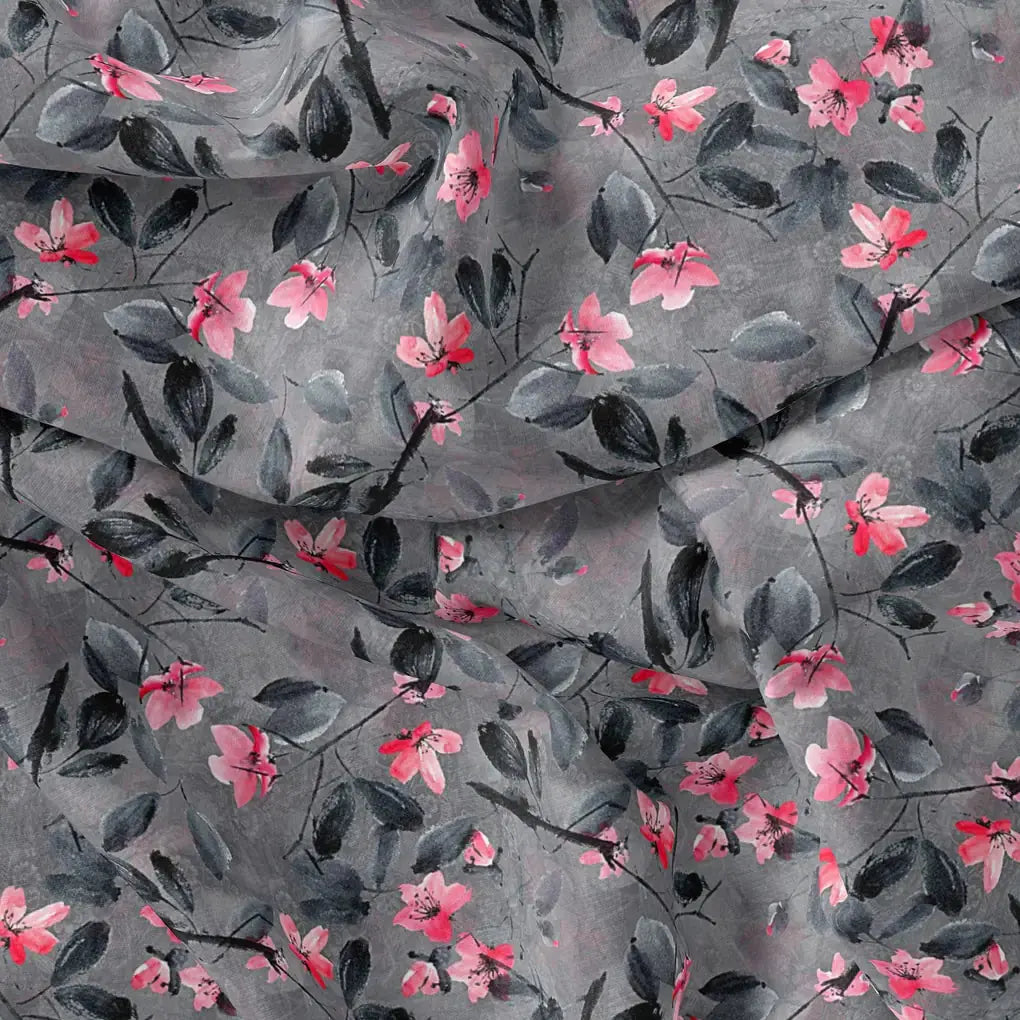 Rustic Looked Pink Flower Digital Printed Fabric - Japan Satin – js 0 ta05430 110 rustic looked pink flower digital printed fabric japan satin 1