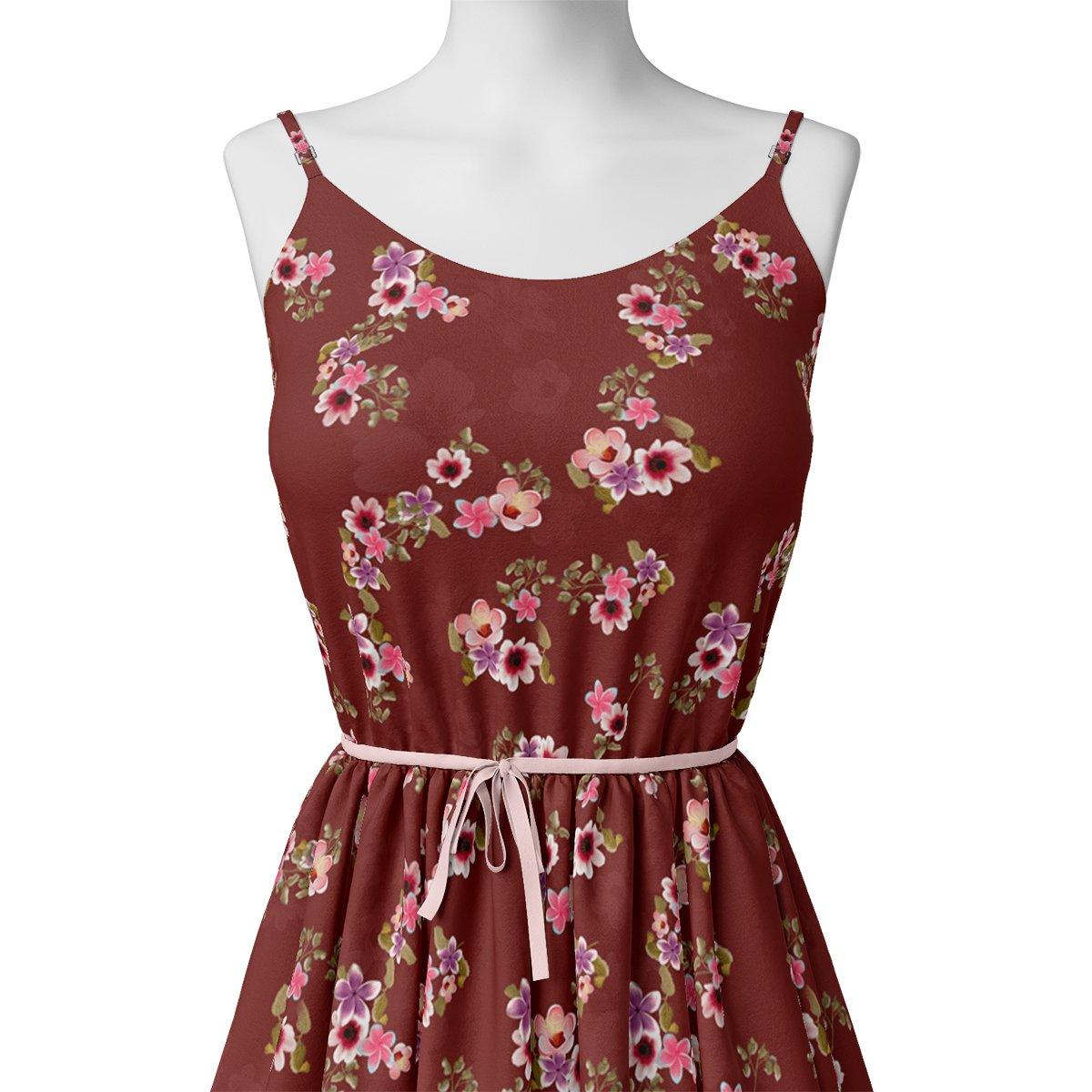 Floating Flowers With Marron Red Digital Printed Fabric – js 0 ta05601p1 110 floating flowers with marron red digital printed fabric 2