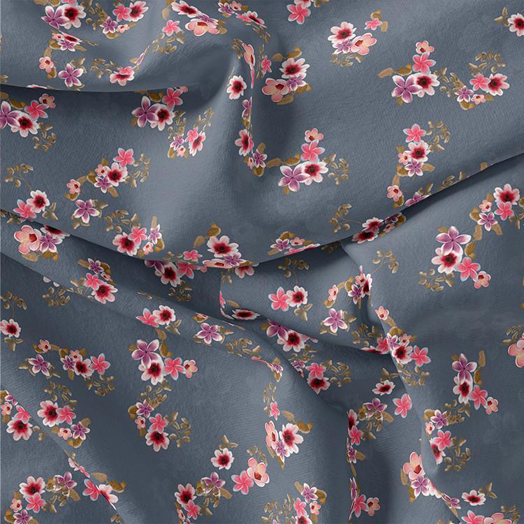Tiny Flowers With Metal Grey Digital Printed Fabric - Japan Satin – js 0 ta05601p3 110 tiny flowers with metal grey digital printed fabric japan satin 1