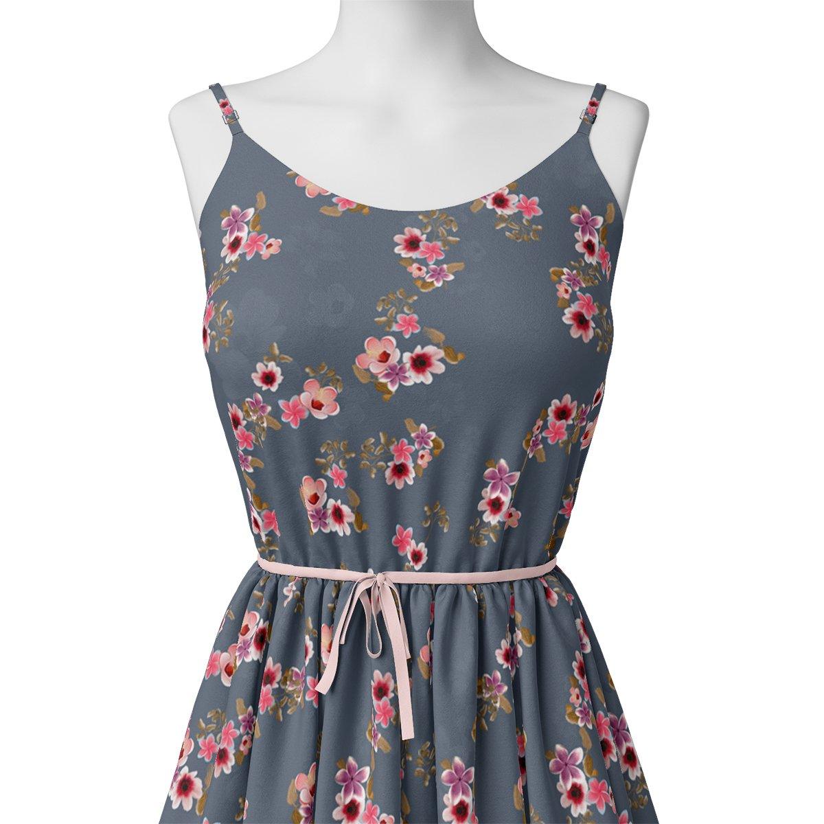 Tiny Flowers With Metal Grey Digital Printed Fabric - Japan Satin – js 0 ta05601p3 110 tiny flowers with metal grey digital printed fabric japan satin 2