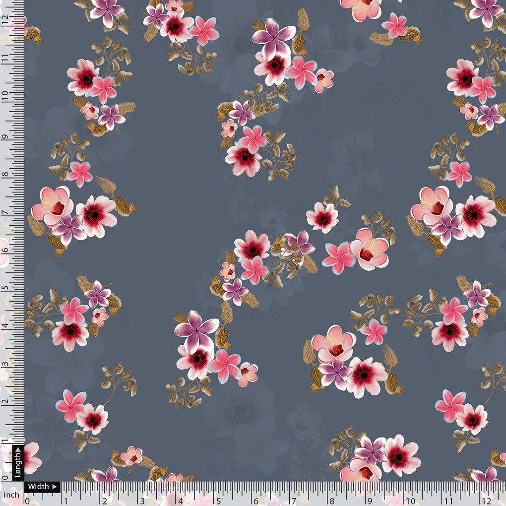 Tiny Flowers With Metal Grey Digital Printed Fabric - Japan Satin – js 0 ta05601p3 110 tiny flowers with metal grey digital printed fabric japan satin 4
