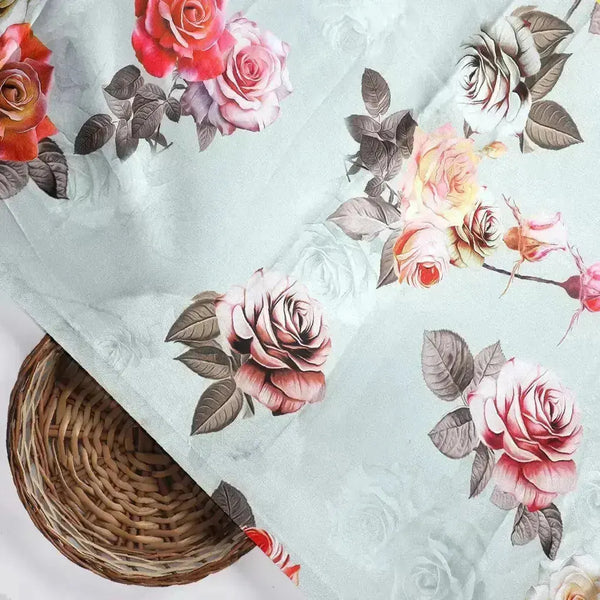 High Quality Multicolor Floral on Green Base Digitally Printed Fabrics – js 0 ta05603p4 111 high quality multicolor floral on green base digitally printed fabrics 2 - alternate view