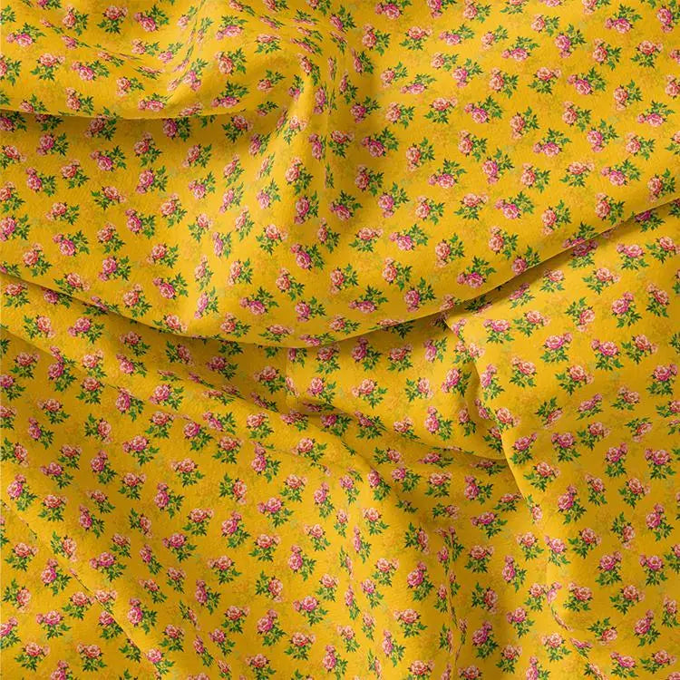 Pink Tiny Flower With Yellow Digital Printed Fabric – js 0 ta05637 110 pink tiny flower with yellow digital printed fabric 3
