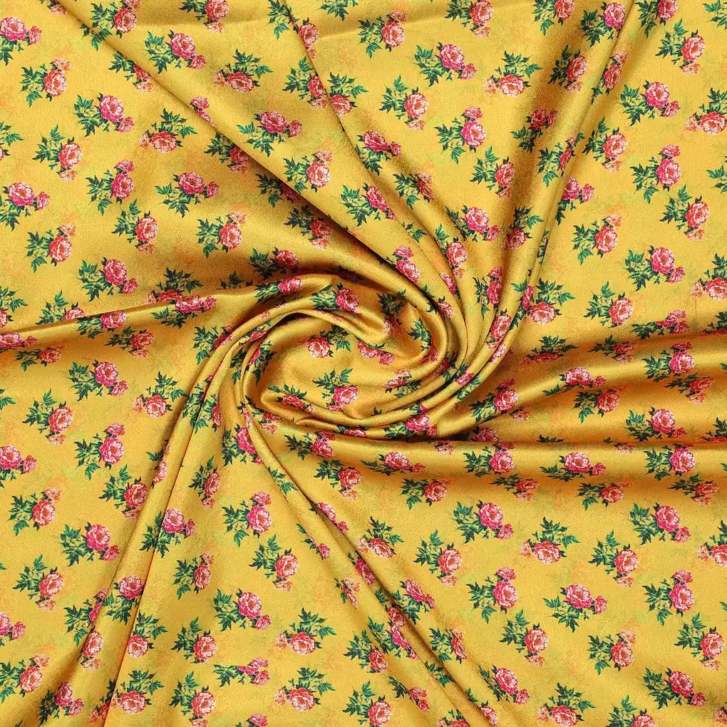 Pink Tiny Flower With Yellow Digital Printed Fabric - Japan Satin – js 0 ta05637 110 pink tiny flower with yellow digital printed fabric japan satin 1