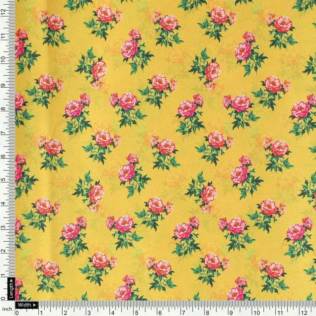 Pink Tiny Flower With Yellow Digital Printed Fabric - Japan Satin – js 0 ta05637 110 pink tiny flower with yellow digital printed fabric japan satin 4