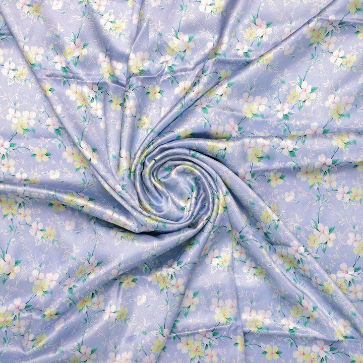 Beautiful White Jasmine Valley Flower Digital Printed Fabric - Japan Satin - FAB VOGUE Studio®