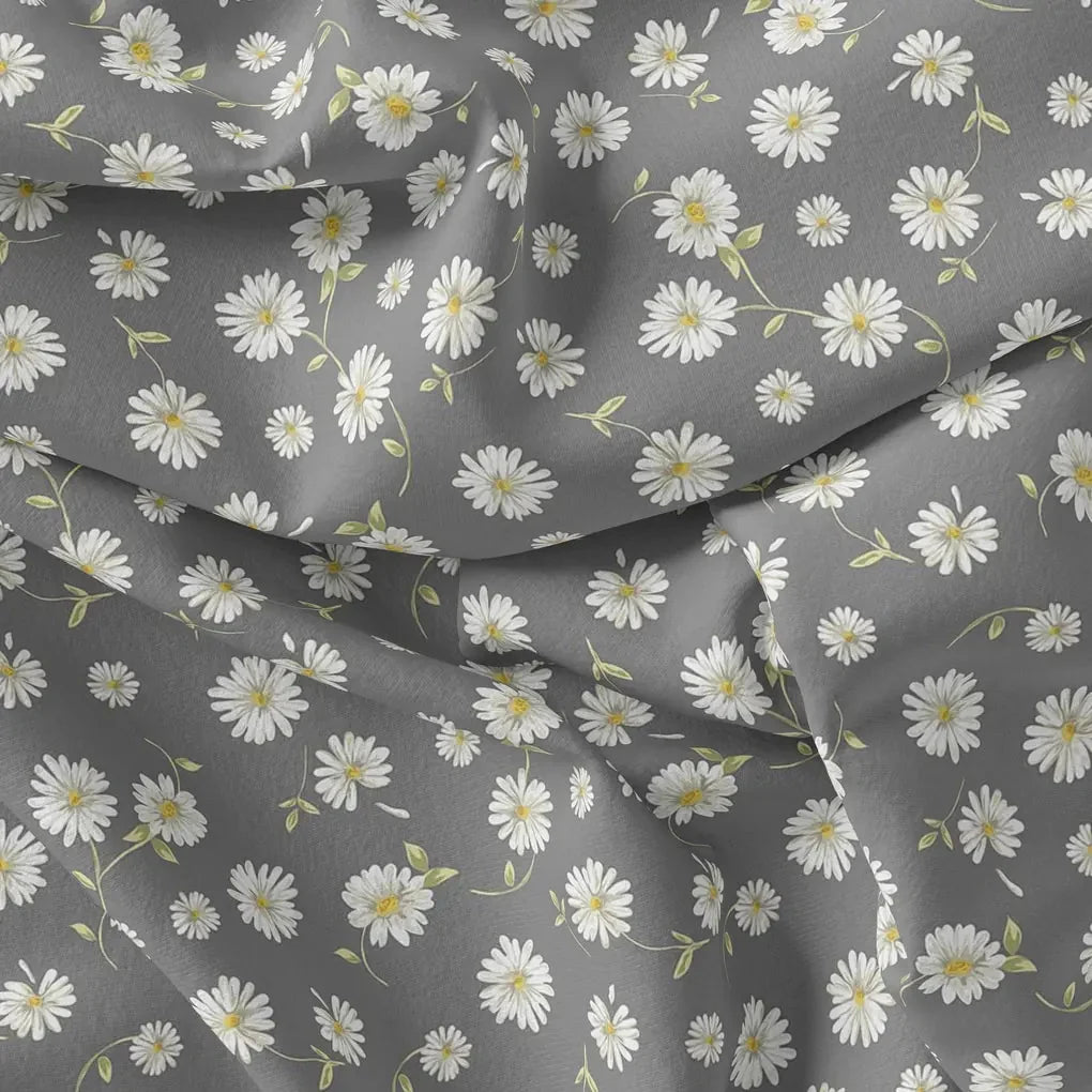 White Aster With Gray Background Digital Printed Fabric – js 0 ta05678 110 white aster with gray background digital printed fabric 3