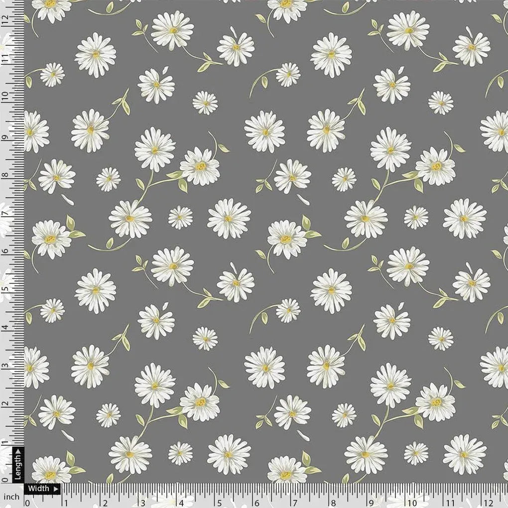 White Aster With Gray Background Digital Printed Fabric – js 0 ta05678 110 white aster with gray background digital printed fabric 4