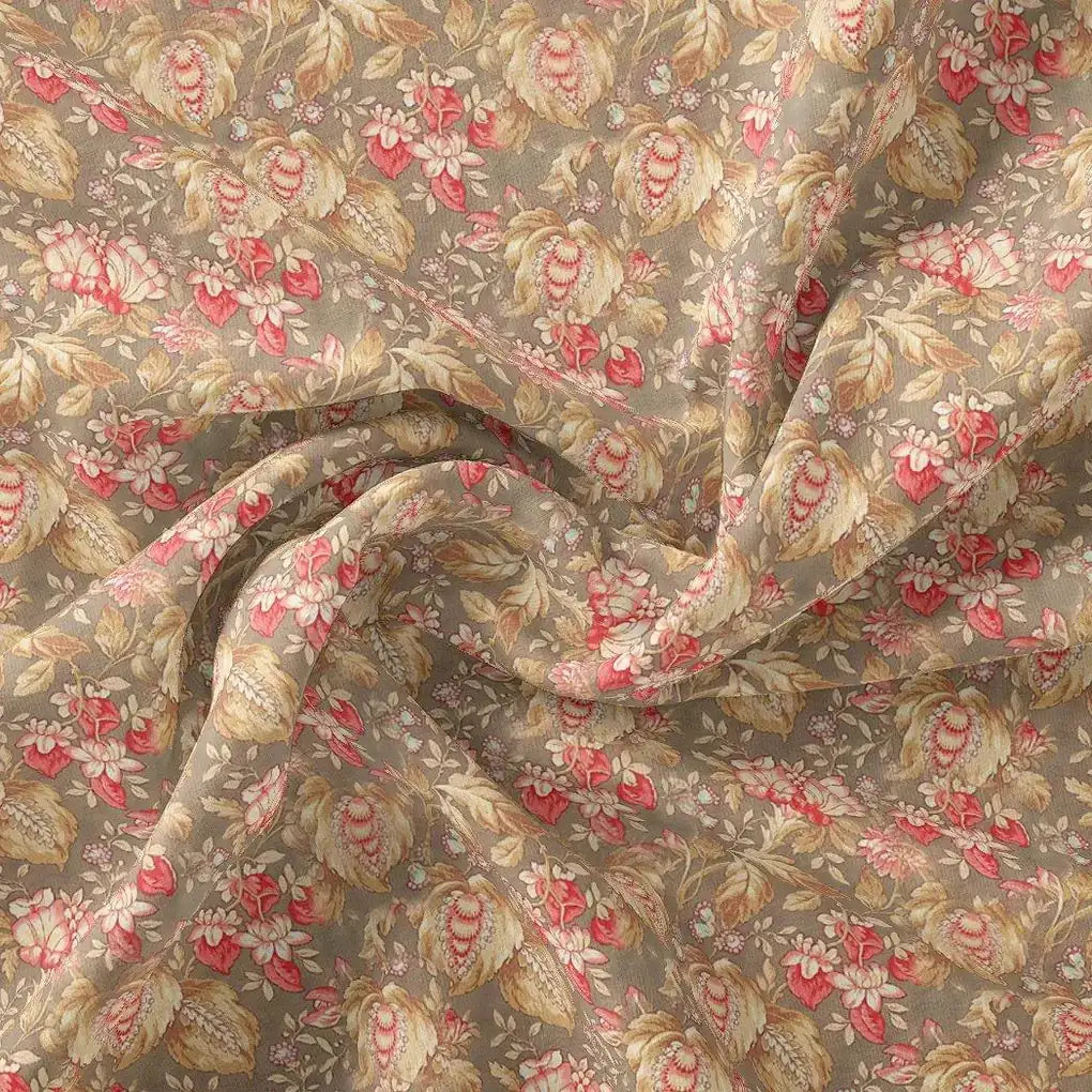 Decorative Leaves With Chiku Brown Digital Printed Fabric – js 0 ta05682 110 decorative leaves with chiku brown digital printed fabric 1