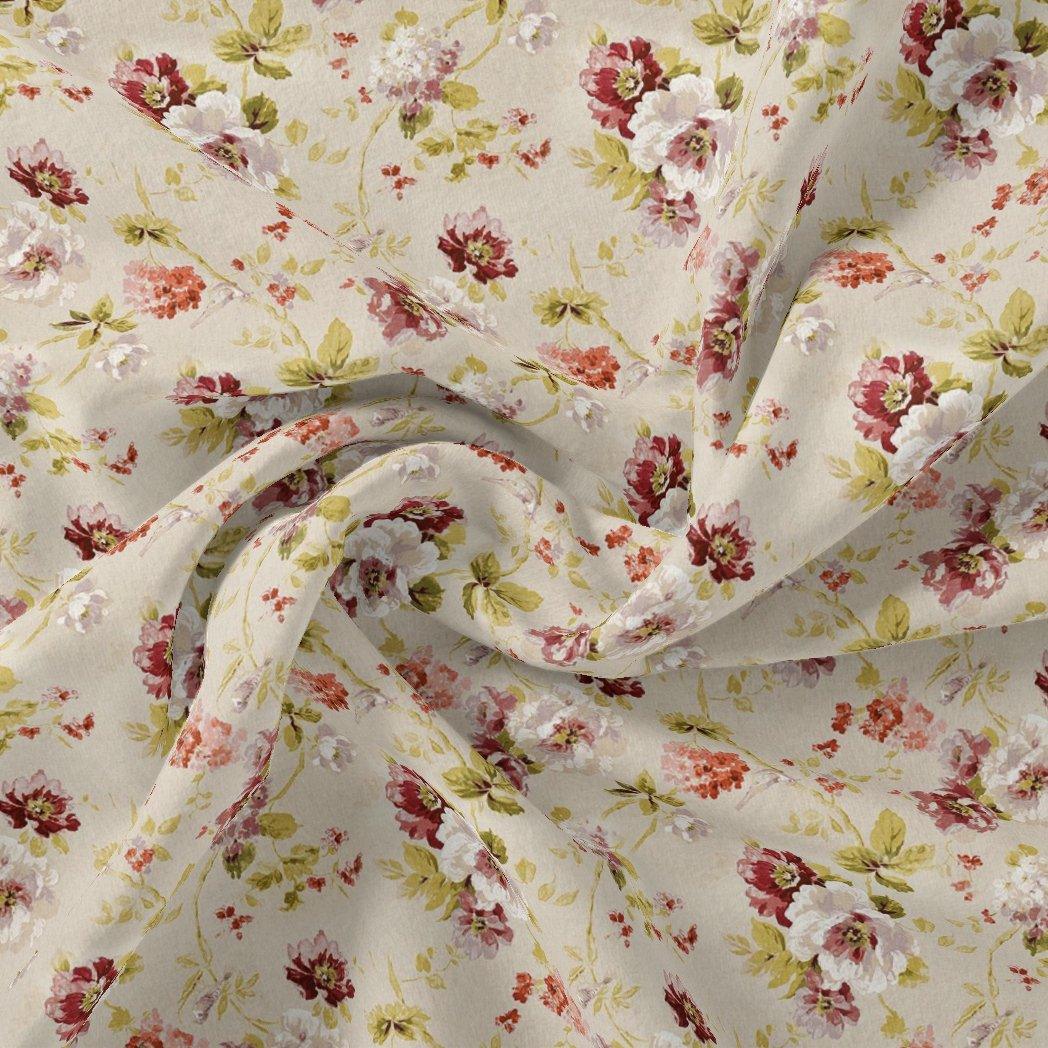 Watercolour Paint English Flower Digital Printed Fabric - Japan Satin - FAB VOGUE Studio®