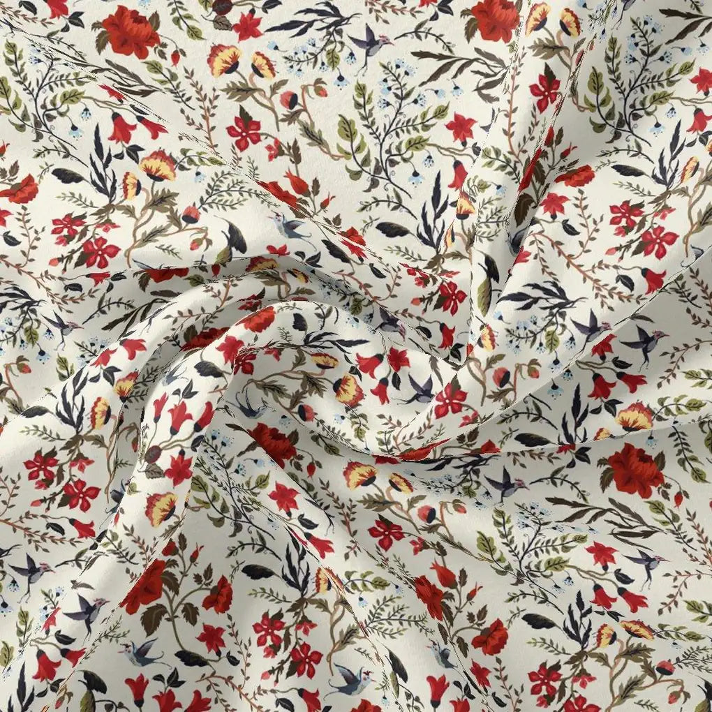 Jungle Wally Of Flower With Humming Bird Digital Printed Fabric – js 0 ta05760 110 jungle wally of flower with humming bird digital printed fabric 1