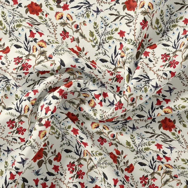 Jungle Wally Of Flower With Humming Bird Digital Printed Fabric - Japan Satin – js 0 ta05760 110 jungle wally of flower with humming bird digital printed fabric japan satin 1