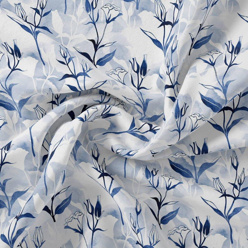 Attractive Blue Bud Water Paint Shadow Digital Printed Fabric - FAB VOGUE Studio®