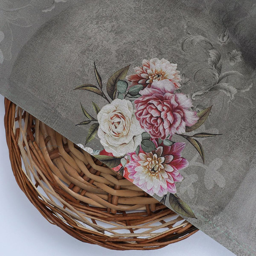 Multicolor Floral Digitally Printed Japan Satin Fabrics - FAB VOGUE Studio®