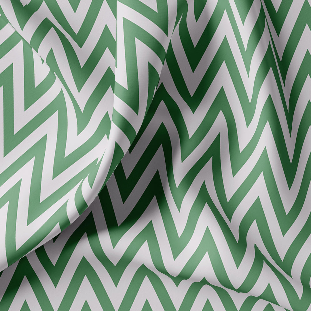 Green Chevron Pattern Digital Printed Fabric - FAB VOGUE Studio®
