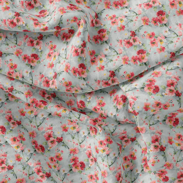 Red Violet Flower Green Buds Digital Printed Fabric – js 0 ta06067 110 red violet flower green buds digital printed fabric 2 - alternate view