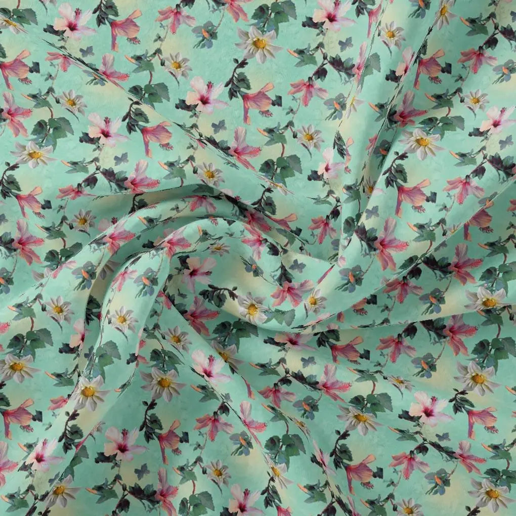 Beautiful Lily With White Daisy Flower Digital Printed Fabric – js 0 ta06091 110 beautiful lily with white daisy flower digital printed fabric 1