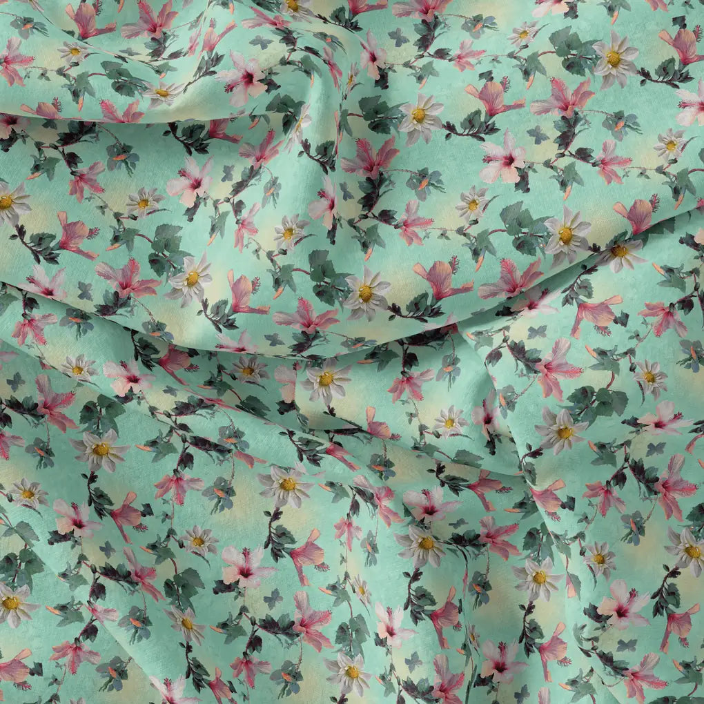 Beautiful Lily With White Daisy Flower Digital Printed Fabric – js 0 ta06091 110 beautiful lily with white daisy flower digital printed fabric 4
