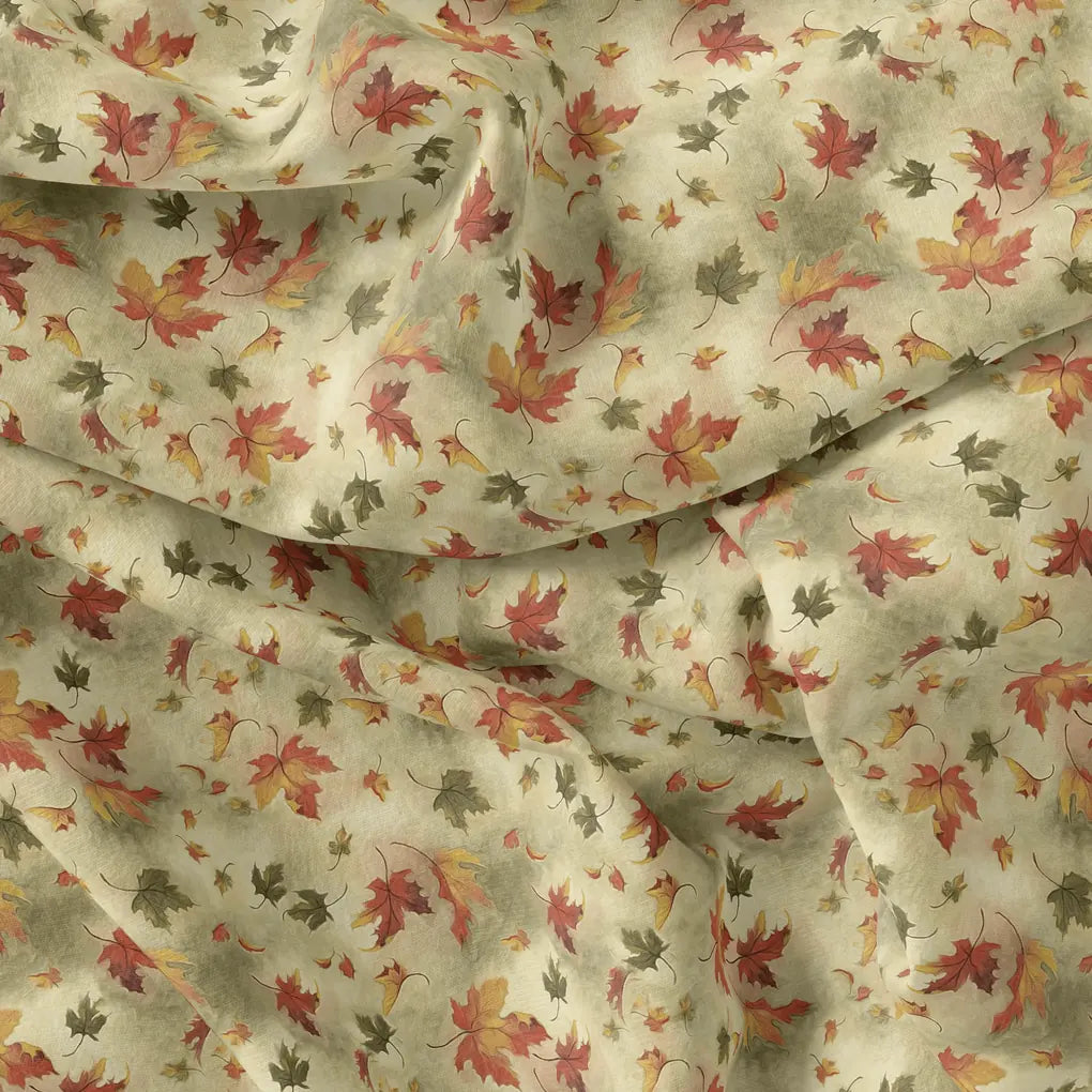 Canadian Maple Green With Orange Leaf Digital Printed Fabric – js 0 ta06094 110 canadian maple green with orange leaf digital printed fabric 4