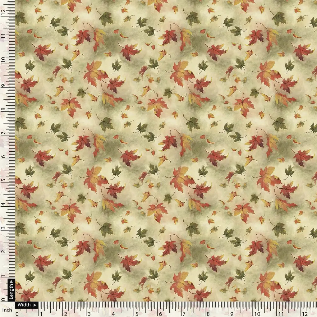 Canadian Maple Green With Orange Leaf Digital Printed Fabric – js 0 ta06094 110 canadian maple green with orange leaf digital printed fabric 5