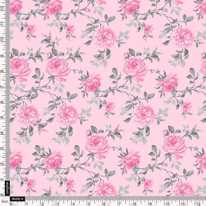 Pink Rose Allover Digital Printed Fabric - FAB VOGUE Studio®