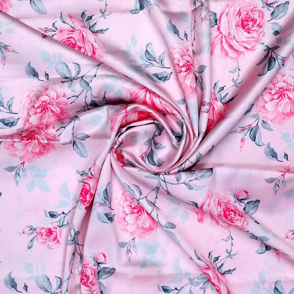 Pink Rose Allover Digital Printed Fabric - Japan Satin – js 0 ta06118p2 110 pink rose allover digital printed fabric japan satin 1
