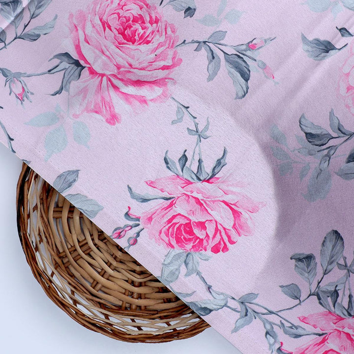 Pink Rose Allover Digital Printed Fabric - Japan Satin - FAB VOGUE Studio®