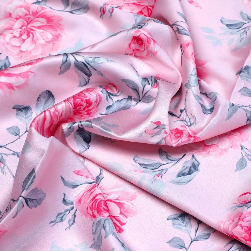 Pink Rose Allover Digital Printed Fabric - Japan Satin – js 0 ta06118p2 110 pink rose allover digital printed fabric japan satin 3