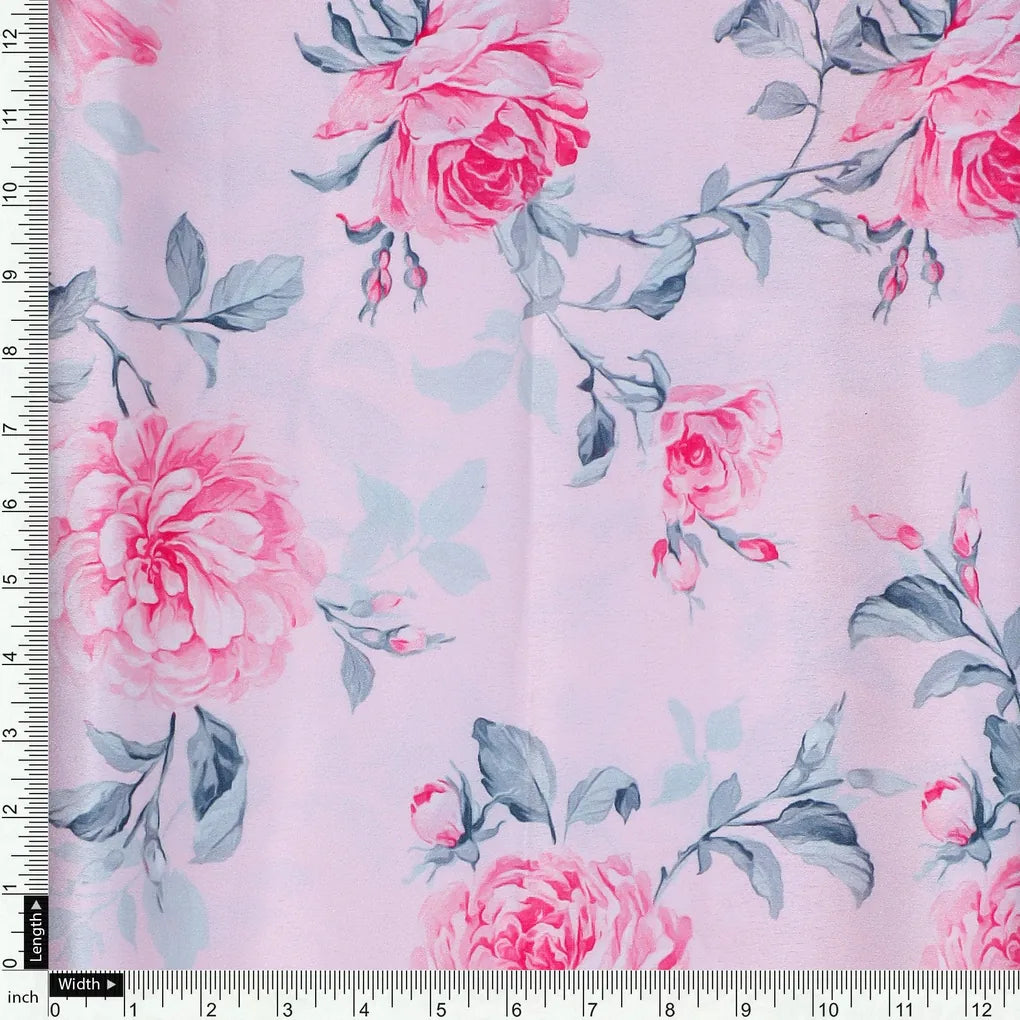 Pink Rose Allover Digital Printed Fabric - Japan Satin – js 0 ta06118p2 110 pink rose allover digital printed fabric japan satin 4