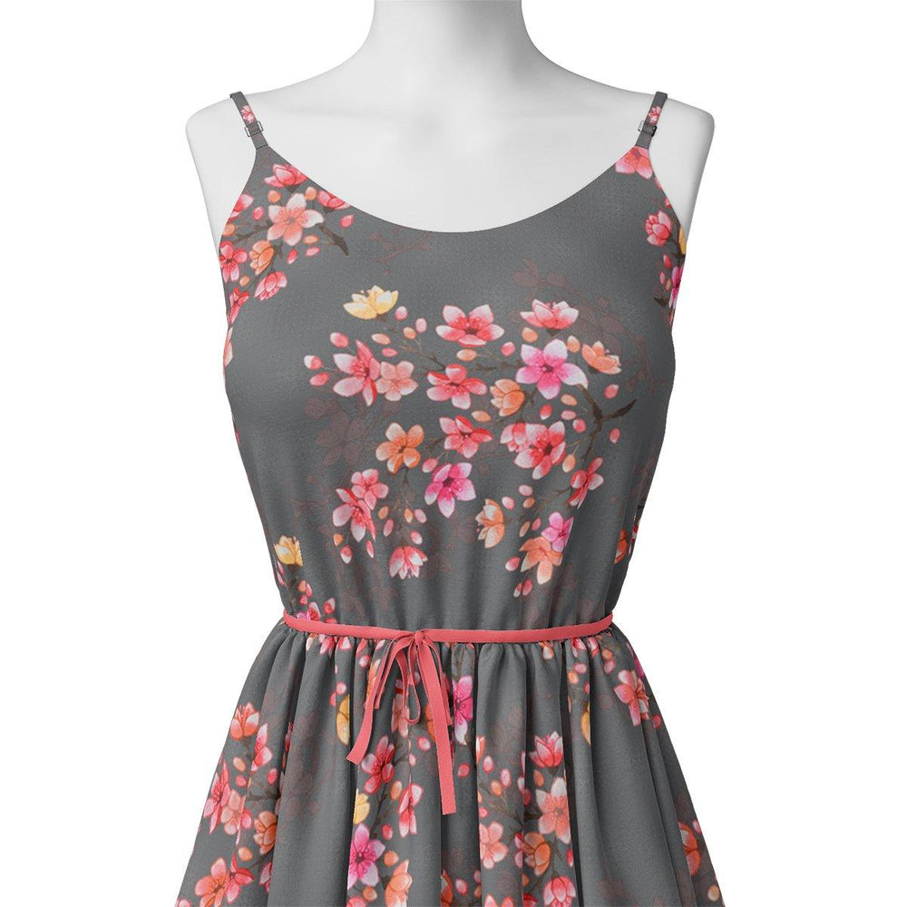Pinkish Flower Bunch Repeat Digital Printed Fabric - Japan Satin - FAB VOGUE Studio®