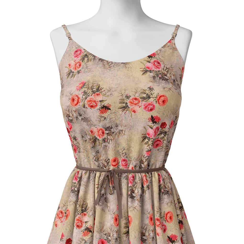 Vintage Art Of Roses With Leaves Digital Printed Fabric - Japan Satin – js 0 ta06278c 110 vintage art of roses with leaves digital printed fabric japan satin 2