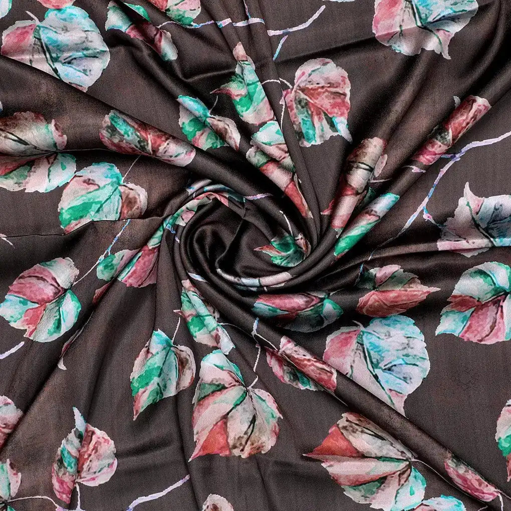 Colourful Floating Leaves Digital Printed Fabric - Japan Satin – js 0 ta06549 110 colourful floating leaves digital printed fabric japan satin 3
