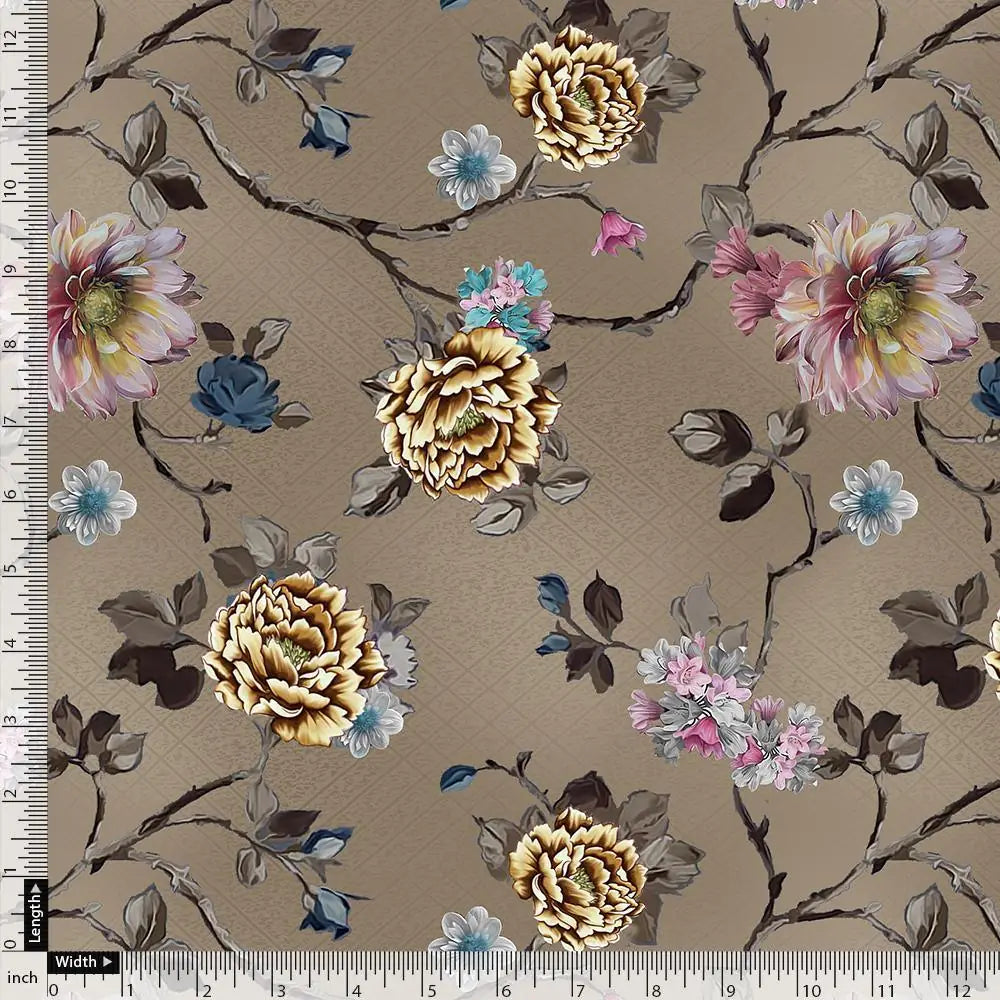 Coffee Grey Flower With Branch Digital Printed Fabric – js 0 ta06647p1 110 coffee grey flower with branch digital printed fabric 4