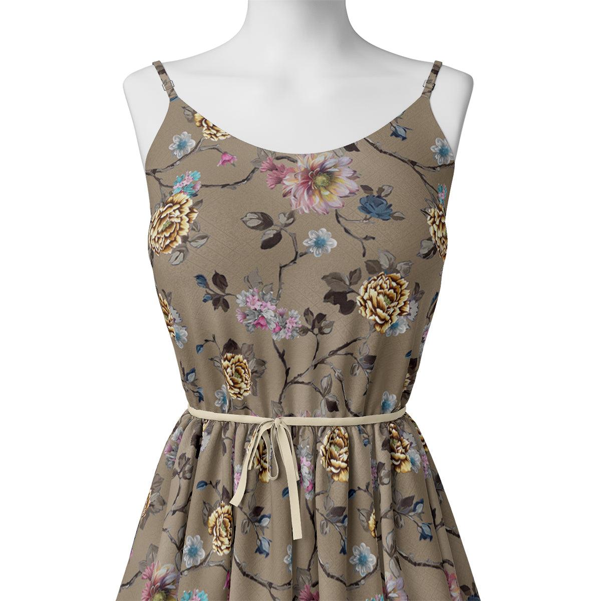 Coffee Grey Flower With Branch Digital Printed Fabric  - Japan Satin – js 0 ta06647p1 110 coffee grey flower with branch digital printed fabric japan satin 2