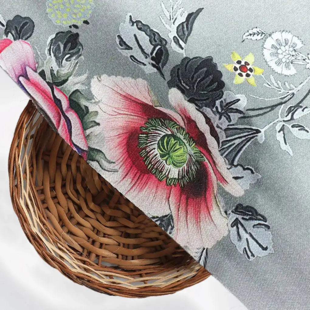 Vintage Flower Bunch Digital Printed Fabric - Japan Satin – js 0 ta06648 110 vintage flower bunch digital printed fabric japan satin 2