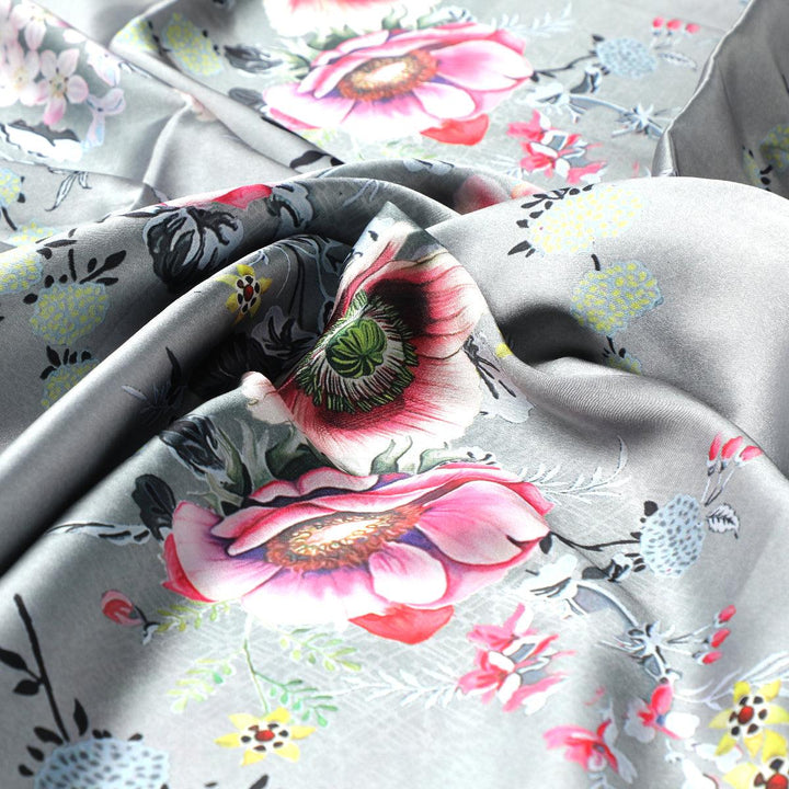 Vintage Flower Bunch Digital Printed Fabric - Japan Satin - FAB VOGUE Studio®