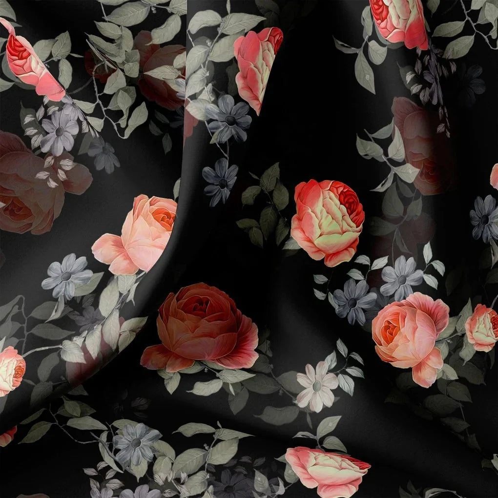 Elegant Floral Over Black Base Digital Printed Fabric – js 0 ta06659p1 110 elegant floral over black base digital printed fabric 1