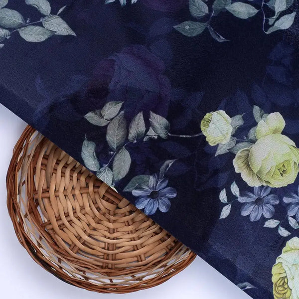 Elegant Floral Over Blue Base Digital Printed Fabric – js 0 ta06659p3 110 elegant floral over blue base digital printed fabric 2 - alternate view