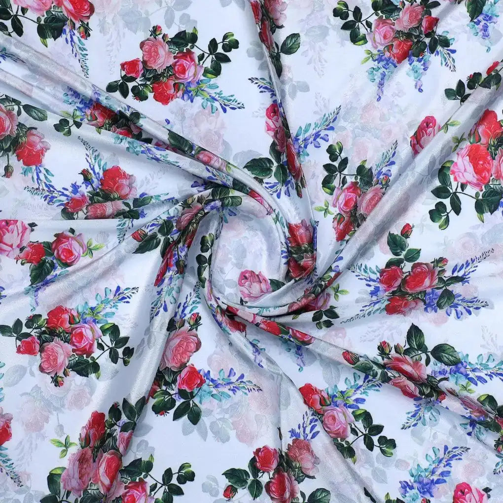 Red Rose Bunch Repeat Digital Printed Fabric - Japan Satin – js 0 ta06676 110 red rose bunch repeat digital printed fabric japan satin 1