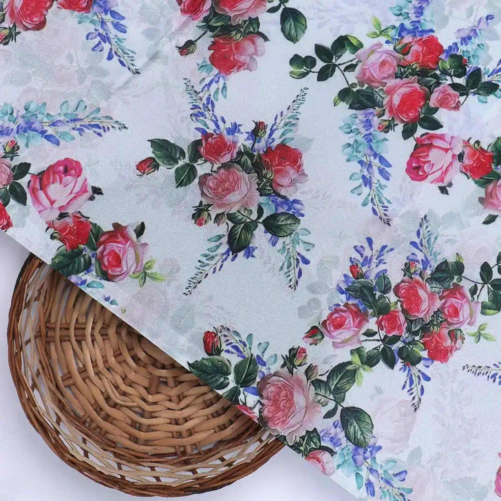 Red Rose Bunch Repeat Digital Printed Fabric - Japan Satin – js 0 ta06676 110 red rose bunch repeat digital printed fabric japan satin 2