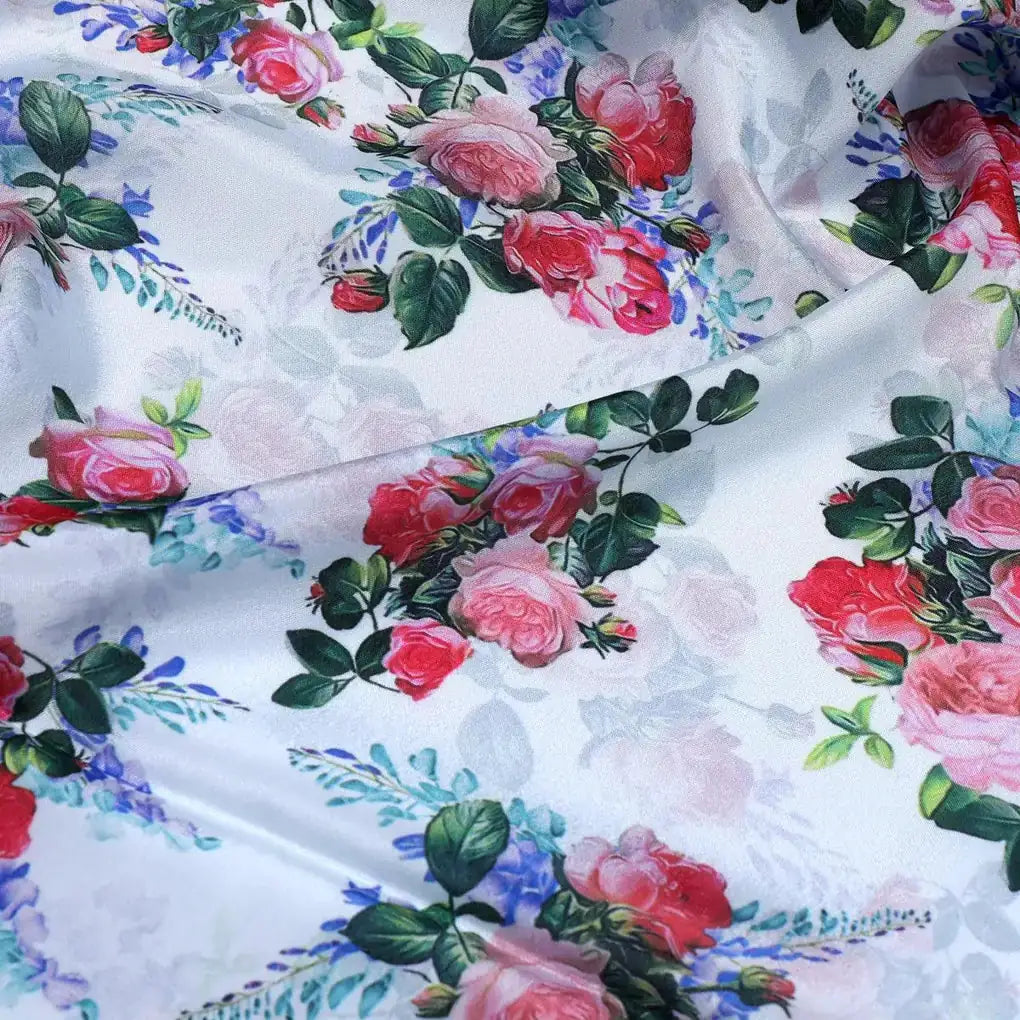 Red Rose Bunch Repeat Digital Printed Fabric - Japan Satin – js 0 ta06676 110 red rose bunch repeat digital printed fabric japan satin 3