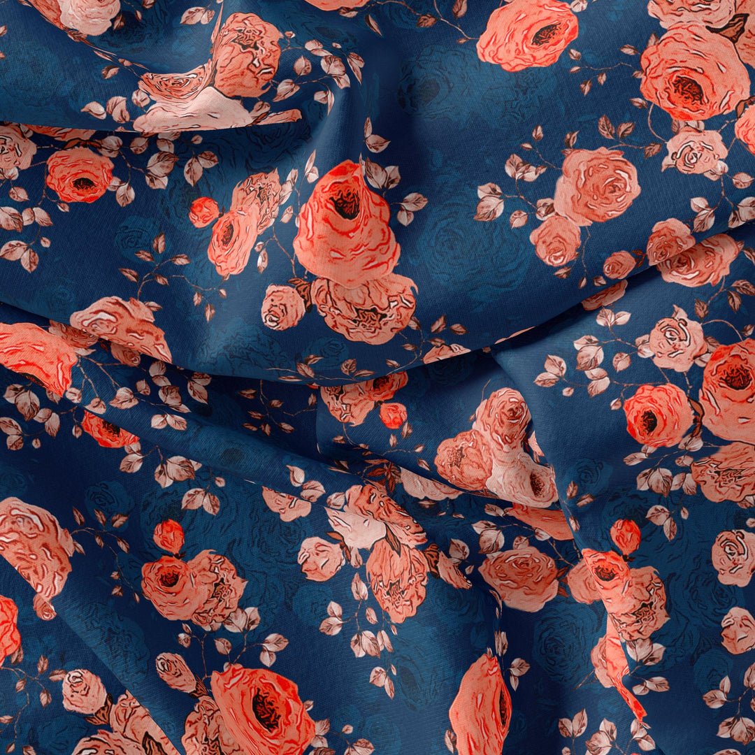 Redish Floral Repeat Digital Printed Fabric - FAB VOGUE Studio®