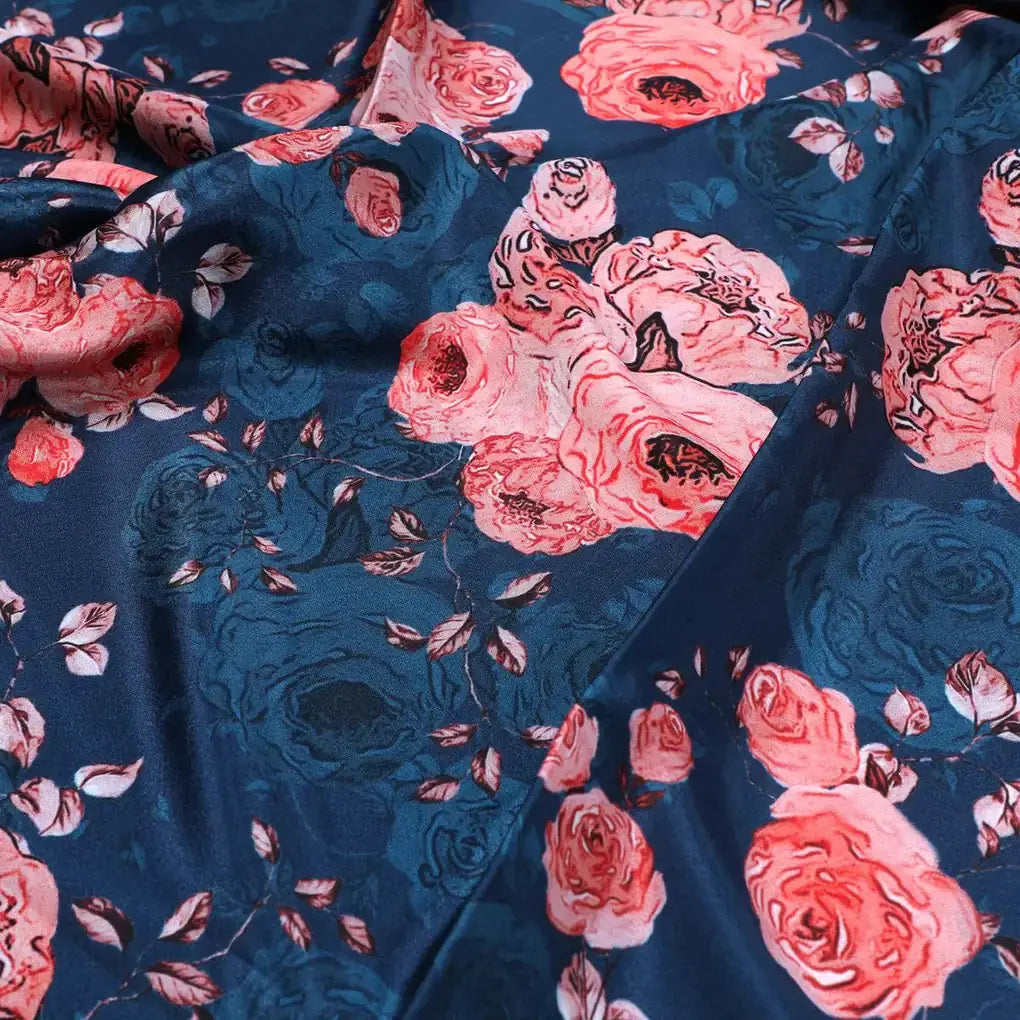 Redish Floral Repeat Digital Printed Fabric - Japan Satin – js 0 ta06678 110 redish floral repeat digital printed fabric japan satin 3
